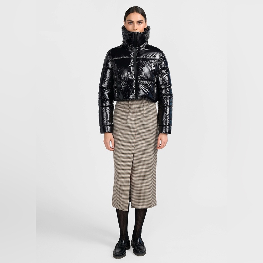 CANADIAN CLASSICS Summerside Crop Puffer Jacket Glossy Black Sz M/L Gorpcore